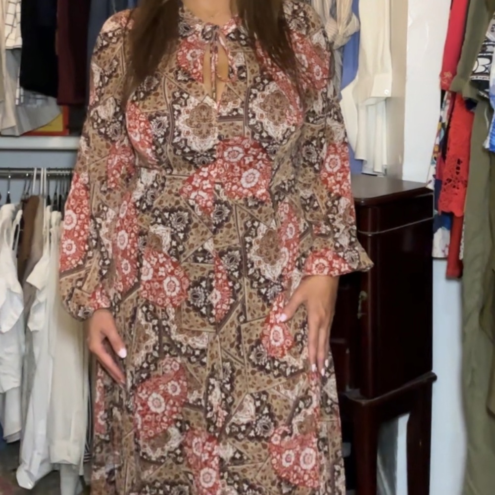 Tommy Hilfiger Multicolor Floral Long Sleeve Dress - Picture 8 of 10